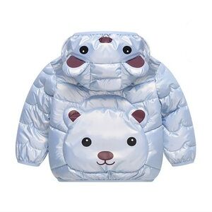 Baby Winter Light Blue Puffer Padded Bear Ears Hoods Jacket Coats